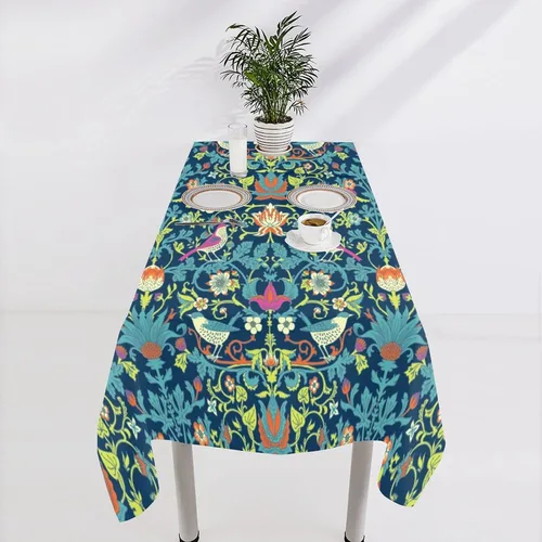 Miniatura 270 de Mantel Floral Retro de Pájaros, Diseño Original Bohemio William Morris Estampado Cubierta de Mesa para Hogar Picnic Fiesta Comedor Cocina William