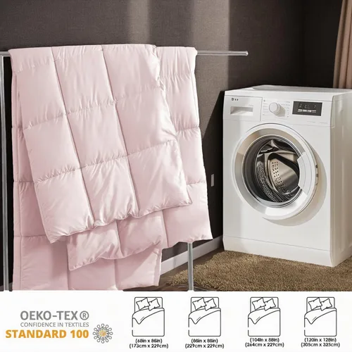 Miniatura 7 de Edredón tamaño King extragrande de 120 x 120 pulgadas, ligero, alternativo al plumón, para todas las estaciones, 8 pestañas en las esquinas, Rosa
