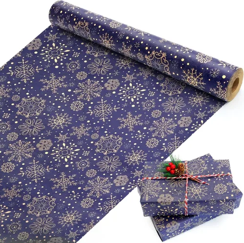 Miniatura 12 de Papel de regalo de Navidad, papel de regalo de Navidad de papel kraft negro y dorado con lámina, rollo jumbo, papel de regalo negro y blanco