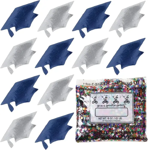 Miniatura 187 de Confetti Grad Cap Negro, Azul Marino Combo - 2 bolsas de media onza (1 oz)