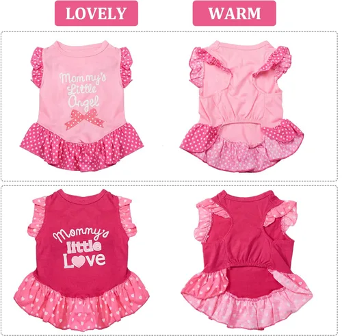 Miniatura 3 de Vestidos de perro de 2 piezas para perros, linda niña, vestido de mascota, vestido de mamá, cachorro, camisa, falda, vestidos para mascotas, ropa