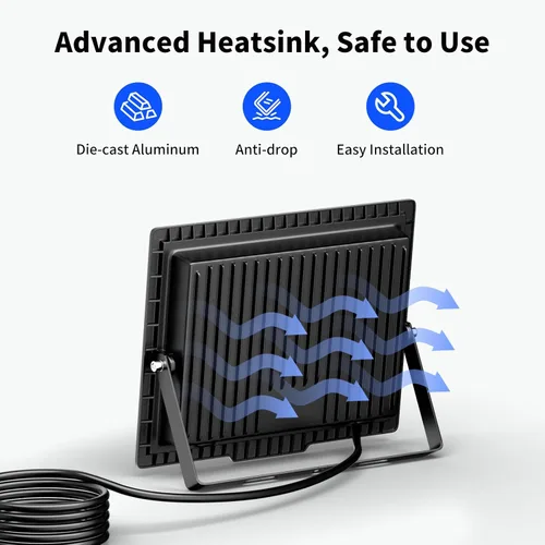 Miniatura 5 de Luces de inundación de 120 W para exteriores, luz de seguridad LED más brillante de 14400 lm con enchufe, impermeable IP66, reflector de luz diurna