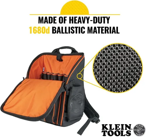 Miniatura 4 de Klein Tools 55482 Mochila para herramientas, organizador de herramientas resistente Tradesman Pro con 21 bolsillos e interior grande, resistente al