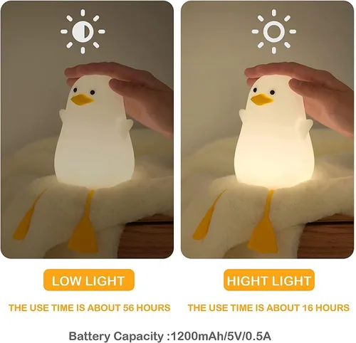 Miniatura 10 de Attivolife lámpara de noche con forma de pato para niños, lámpara de mesa LED de silicona, lámpara de control táctil de animal mago con temporizador