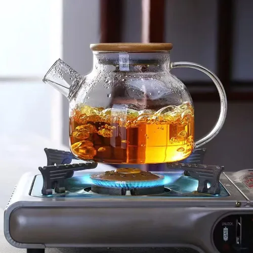 Miniatura 8 de Tetera de vidrio con infusor para té suelto y té floreciente, tetera de vidrio resistente al calor y hervidor para estufa, perfecta tetera, 33.8 fl