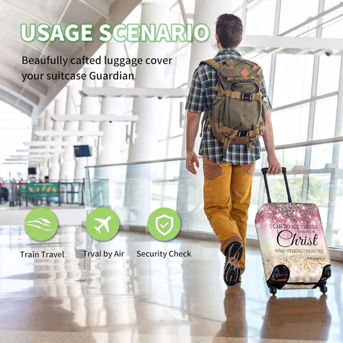 Miniatura 3 de Fundas de equipaje para maleta, aprobadas por la TSA, protector elástico lavable para maleta, funda protectora de maleta con texto en inglés "I can