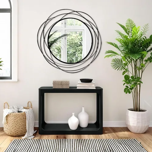 Miniatura 3 de HQiJun Espejo Redondo de Pared – Espejo Circular Grande Negro de 26.8" para Pared con Marco de Metal Decorativo Arte Duradero, Espejo Colgante