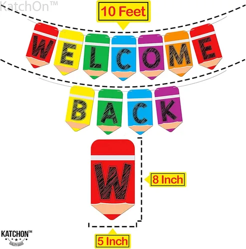 Miniatura 3 de KatchOn, Cartel de bienvenida para decoración de aula, grande, 10 pies, sin bricolaje, telón de fondo para decoración del primer día de escuela
