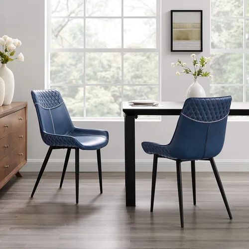 Miniatura 7 de Linon Home Decor Products Linon Maisy Juego de 2 sillas de comedor azules, azul marino