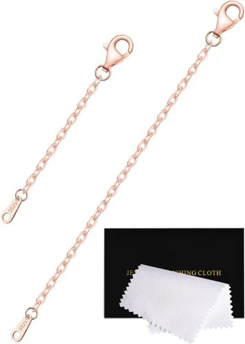 Miniatura 19 de Extensores de cadena dorada para collares, extensiones de pulsera de plata de ley, extensor de collar dorado para mujer, juego de 3 piezas, 1, 2, 3