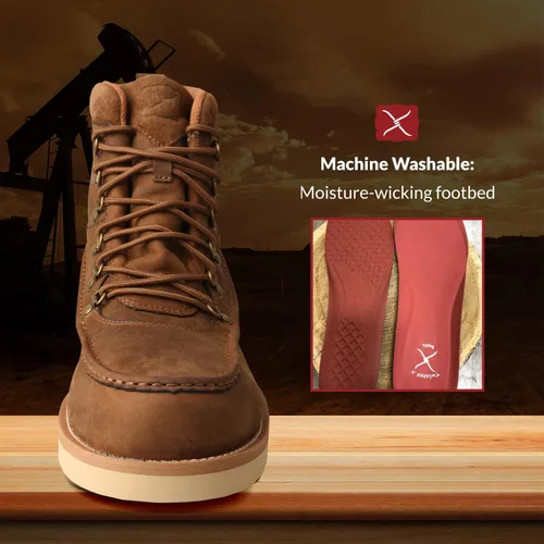 Miniatura 4 de Twisted X Men's 6" Waterproof Wedge Sole Boot - Moc Toe Work Boots Handcrafted with oiled-leather, Air-mesh Lining, Breathable Interior Lining