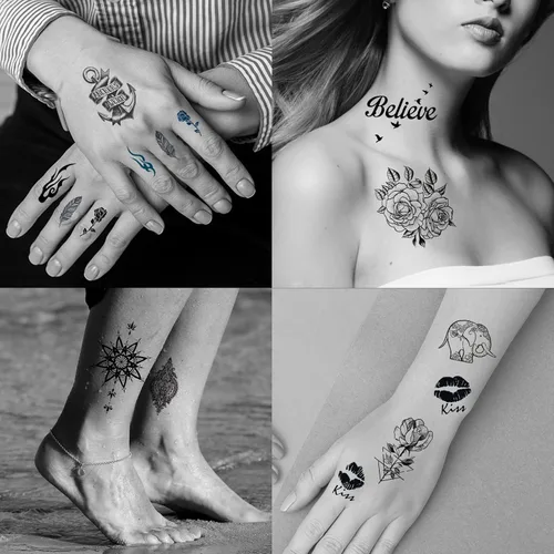 Miniatura 2 de 72 hojas de tatuajes temporales para mujeres y niñas, tatuaje temporal de flores, tatuajes de mariposas, pegatinas de arte corporal de tatuajes