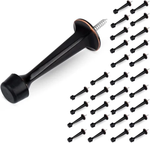 Miniatura 11 de HOMOTEK Paquete de 20 topes de puerta rígidos sólidos resistentes con punta de goma suave, tope de puerta fundido de zinc para proteger la pared