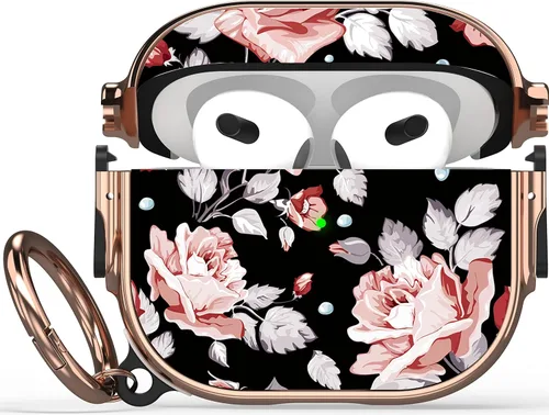Maxjoy Funda para AirPods 3 con Cerradura, Funda para AirPod 3 con Cerradura de Flores Protectora Rígida para AirPod de 3ª Generación para Mujeres y