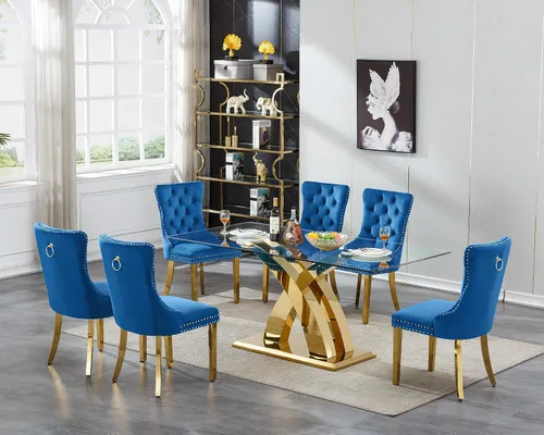 Miniatura 12 de Mesa de comedor de cristal para 6-8 personas, mesa rectangular de comedor de cocina de 70 pulgadas con tapa de vidrio templado y base de acero