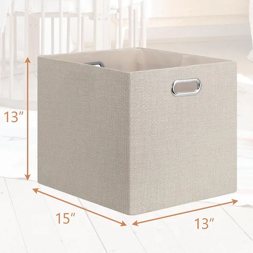 Miniatura 2 de Posprica Contenedores de almacenamiento plegables de 13 x 15 x 13 pulgadas, cajas de almacenamiento cúbicas plegables de tela, organizador de cestas