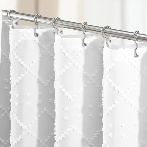 Miniatura 14 de Dynamene Cortina de ducha de tela de 36 x 72 pulgadas, diseño bohemio, geométrico, a rayas, para baño, juego de cortina de ducha estrecha gruesa