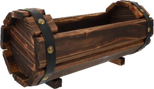 Miniatura 10 de Maceta rústica de madera con barril para whisky, maceta de flores para suculentas, contenedor para patio, jardín, patio trasero