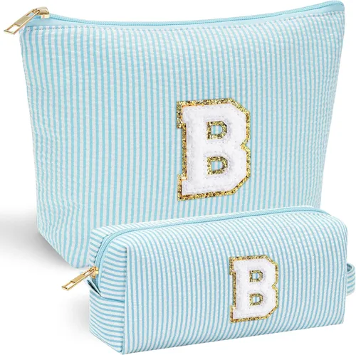 Miniatura 28 de YOOLIFE Regalos del Día de la Madre para mujeres, bolsa de maquillaje con inicial, bolsa de cosméticos, bolsa de maquillaje de viaje, regalos Rosado