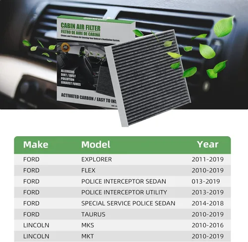 Miniatura 6 de Filtro de aire de cabina 6021C (CF11176) con carbón activado compatible con Ford Explorer Flex Taurus Police Interceptor Sedan 2011-2019