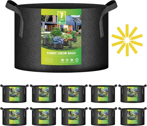 Miniatura 22 de iPower Paquete de 10 bolsas de cultivo de 3 galones, macetas de tela no tejida, contenedor de aireación con asas de correa para jardín y plantación