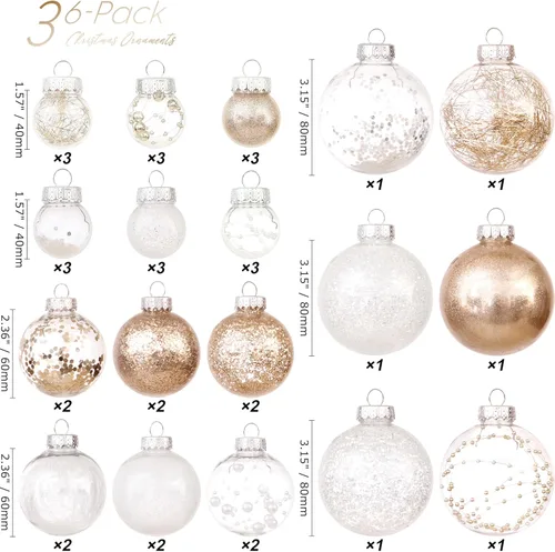 Miniatura 2 de Sea Team Juego de adornos de bolas de plástico transparente inastillables para árbol de Navidad, adornos decorativos transparentes para colgar
