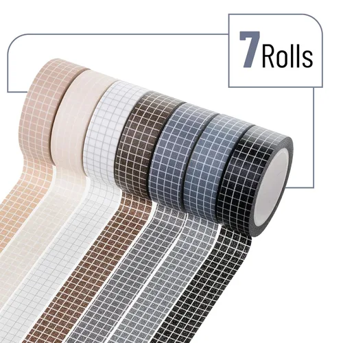 Miniatura 2 de Mr. Pen - Juego de cintas Washi de cuadrícula, 7 rollos, 0.6 pulgadas, cinta washi para diario, cinta decorativa, cinta de diario, cinta