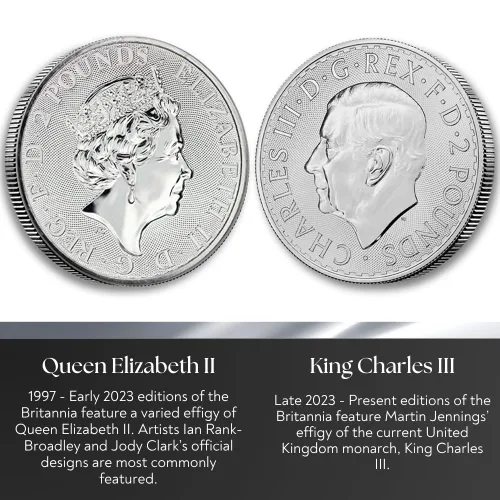 Miniatura 4 de 1997 - Presente (Año al azar) Lote de (5) Monedas Britannia de Plata de 1 oz Brillante Sin Circular con Certificado de Autenticidad £2 GBP Vendedor