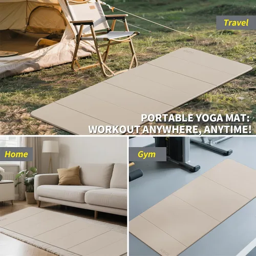 Miniatura 8 de Tapete plegable extra grande de yoga y fitness de 0.315 pulgadas (74 x 31.5 x 0.32 pulgadas), tapete de pilates ligero y antideslizante de doble