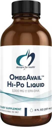 Designs for Health OmegAvail Hi-Po Líquido – Alta concentración 1500 mg EPA 1500 DHA – Triglicérido Omega 3 Aceite de pescado para la salud del
