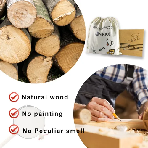 Miniatura 4 de VINJOE Juego de música de madera - Juguetes de instrumentos musicales para niños, instrumentos de percusión de madera natural, juguete