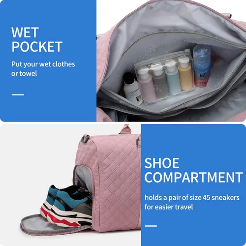 Miniatura 2 de SHOULDCAT Bolsa de lona de gimnasio para mujer, bonita bolsa de viaje para fin de semana, bolsa de lona para la noche, bolsa de hospital
