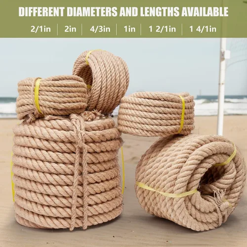 Miniatura 7 de Cuerda de yute de 1 pulgada y 25 pies, cuerda de yute resistente, cuerda de cáñamo natural, cuerda de cáñamo trenzada para manualidades, jardinería