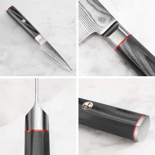 Miniatura 3 de Cangshan YARI Series 501271 - Cuchillo de pelar de 3.5 pulgadas con funda, acero de Damasco X-7