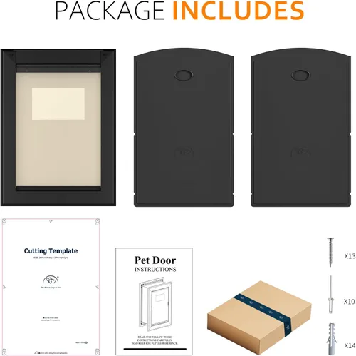 Miniatura 9 de [Classicmacher] Puerta para Perro de Servicio Pesado con Panel de Bloqueo Deslizante Doble, Puerta Grande de Aluminio para Perro para Puerta Negro