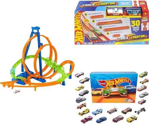 Miniatura 8 de Hot Wheels - Juego de pista de autos de juguete Action Epic Crash Dash con vehículos a escala 1:64 y 5 zonas de acción, impulsado por un motor