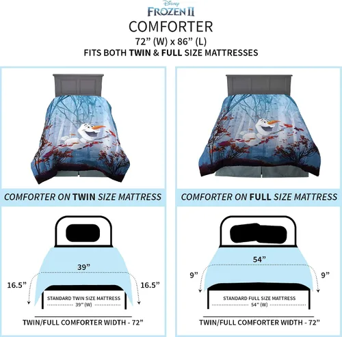 Miniatura 4 de Franco - Ropa de cama infantil, edredón reversible extrasuave, tamaño individual / matrimonial, 72 x 86 pulgadas, diseño de Olaf de Frozen 2
