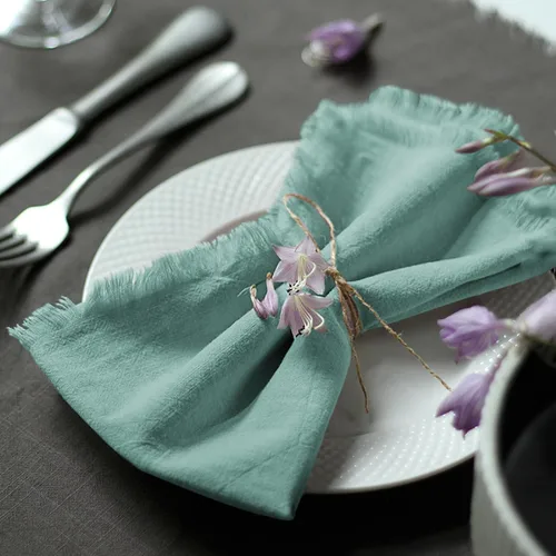 Miniatura 11 de Servilletas de tela hechas a mano 100% de algodón con flecos, delicadas servilletas de tela hechas a mano para cenas, fiestas, bodas y más, 18 x 18
