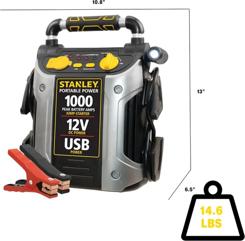 Miniatura 4 de Stanley J309 Portable Power Station Jump Starter 600 Peak Amp Battery Booster, 3.1A USB Ports, Battery Clamps