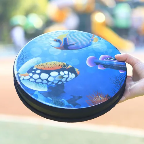 Miniatura 8 de Ocean Drum Instrumento musical de percusión de mano, instrumento musical de madera, con cuentas onduladas de sonido de mar con patrón de peces