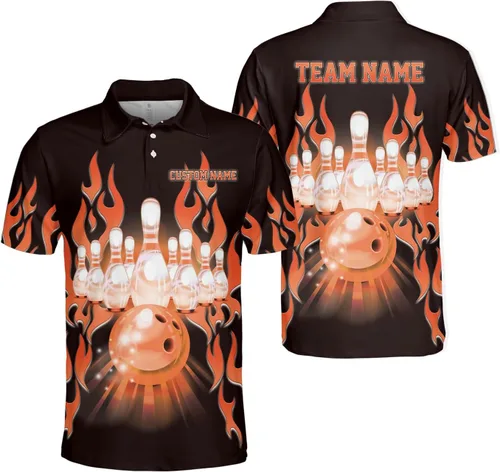Miniatura 6 de Woseprints - Polo de boliche personalizado con nombre 3D para hombres y mujeres, camisas de bolos personalizadas para equipo, camisas de bolos unisex