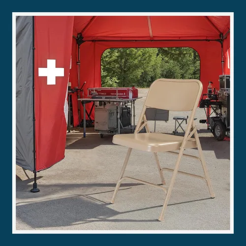 Miniatura 11 de OEF Furnishings Serie OEF300 Sillas Plegables de Acero Premium de Servicio Pesado, Sillas Comerciales de Metal con Triple Refuerzo y Bisagras Beige