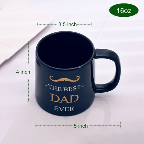 Miniatura 3 de Miicol Taza de café divertida de 16 onzas, taza de café azul profundo, taza de té de cerámica grande, idea de regalo para hombres, papá, taza de té