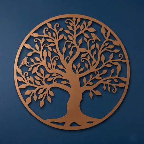 Miniatura 3 de DEKADRON Arte de pared de metal, árbol de la vida de bronce, árbol genealógico de metal, silueta de pared de metal, decoración de pared de metal