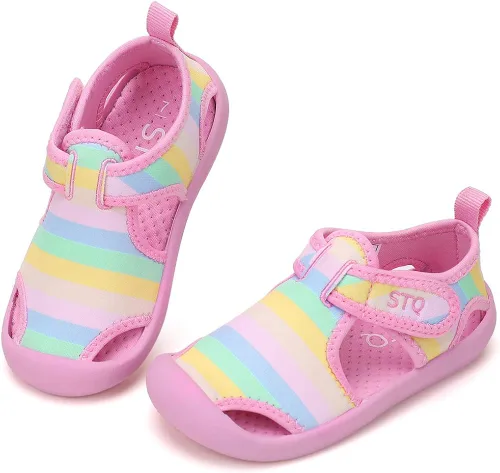 STQ - Zapatos acuáticos para niños y niñas, de secado rápido, sin cordones, sandalias para la playa, para nadar, para la alberca, para bebés y niños