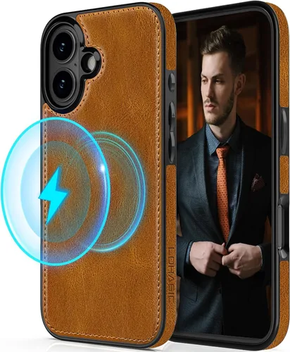 Miniatura 25 de LOHASIC Funda diseñada para iPhone 14 Pro, elegante cubierta trasera magnética de cuero de negocios, a prueba de golpes, compatible con fundas Negro
