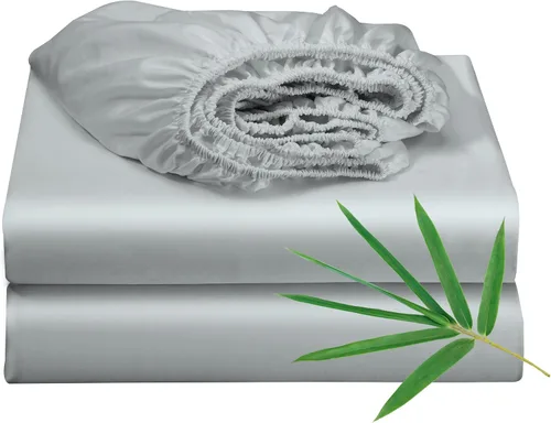 Miniatura 20 de Paquete de 2 sábanas bajeras ajustables refrescantes de viscosa de bambú, tamaño individual únicamente, 400 número de hilos, bolsillo profundo de 16