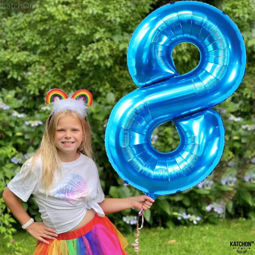 Miniatura 895 de KatchOn, Globo grande azul número 2 de 40 pulgadas Decoraciones de cumpleaños de Baby Shark para niño de 2 años Globo azul número 2 Globo