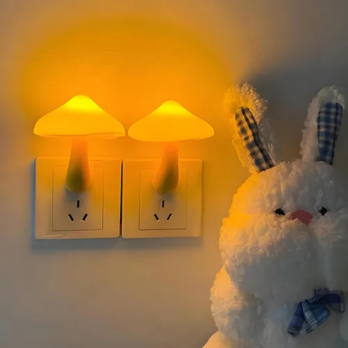 Miniatura 12 de Luces nocturnas LED con sensor en forma de hongo - 2 unidades, enchufe de pared con 7 colores cambiantes, lámpara mini de ensueño, luz nocturna