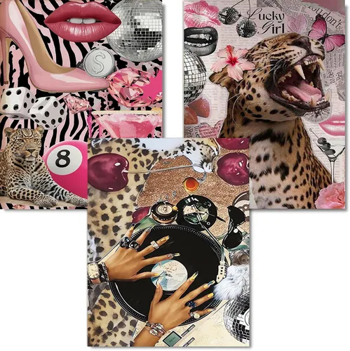 Miniatura 39 de Kits de arte de diamante para adultos principiantes, modernos kits de pintura de diamante con lunares de leopardo 5D, gemas y manualidades DIY